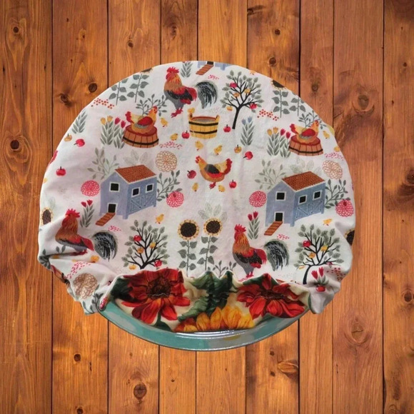 Kitchenaid Bowl Cover, Reversible Chickens and Sunflowers - Picture 3 of 6